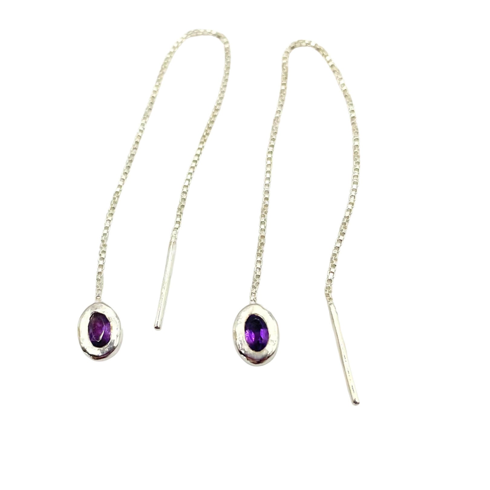 Thelma - Purple Amethyst Threader Earrings in Silver