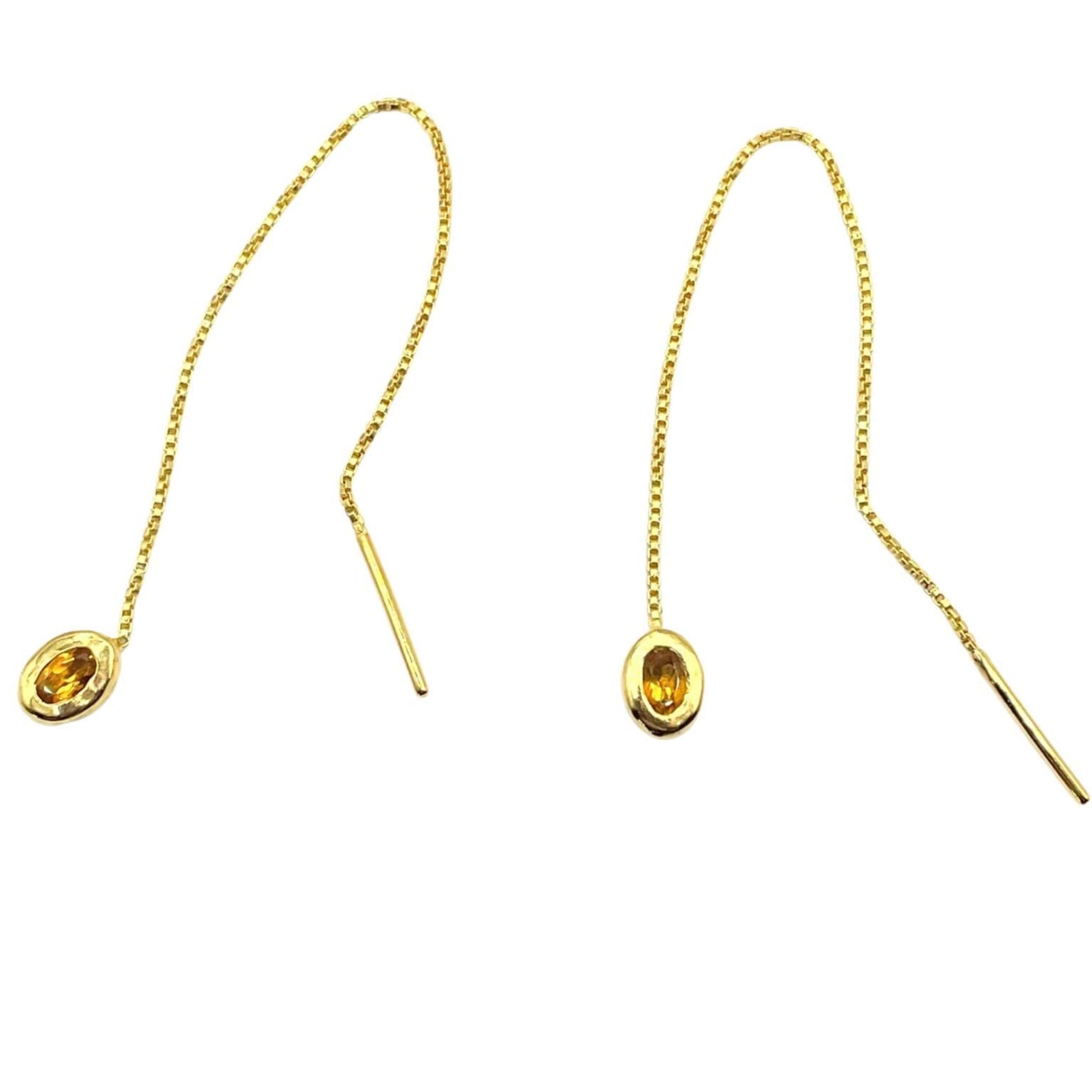 Thelma - Orange Citrine Threader Earrings in Gold