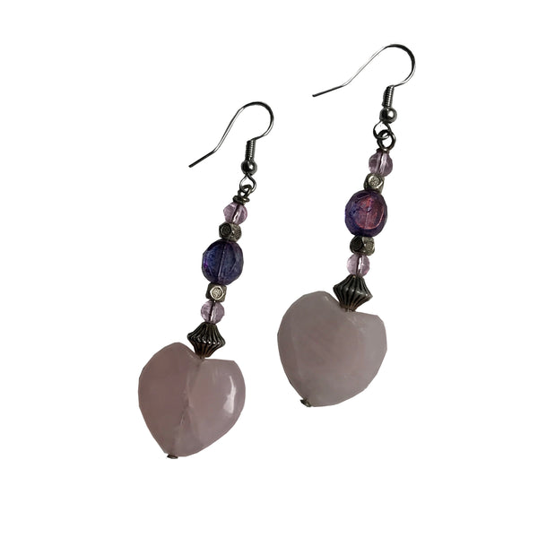 Amy Delson Jewelry Rose Quartz Heart Earrings