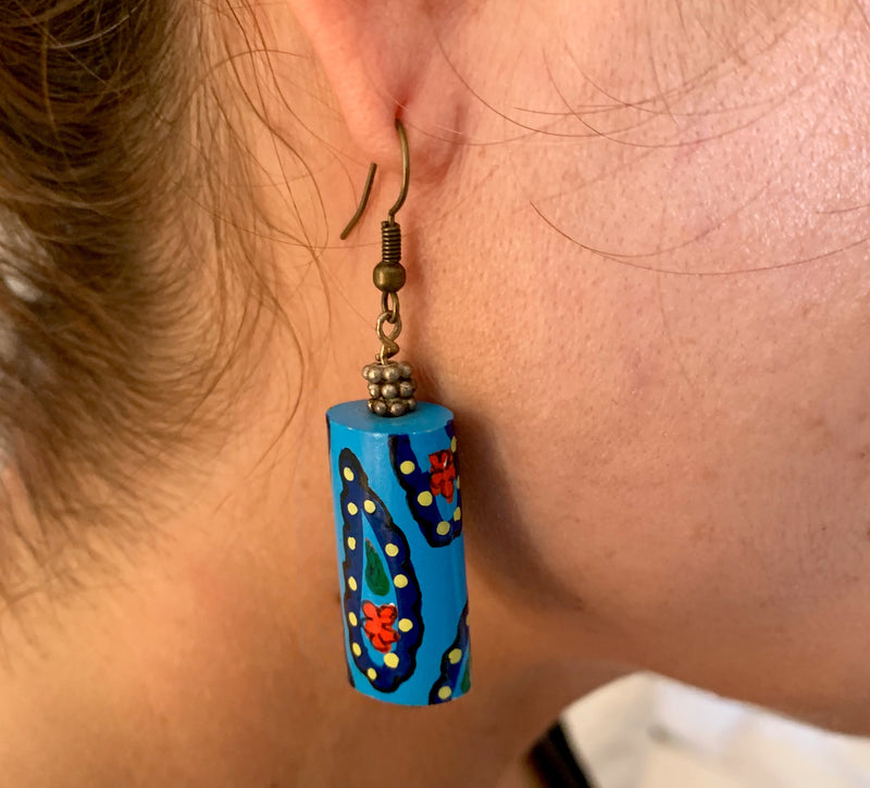 Amy Delson Jewelry painted wooden earrings