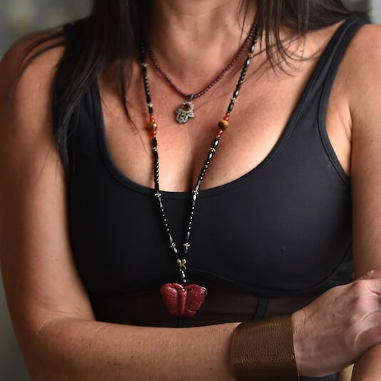 Amy Delson Jewelry Necklaces and cuff on model