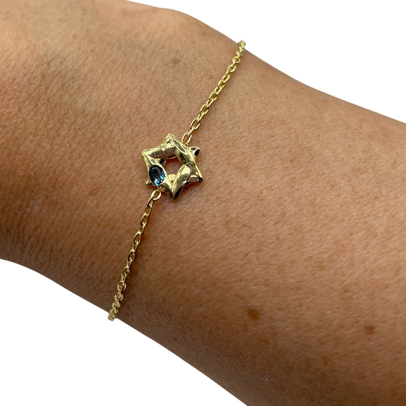 18k Gold Vermeil Star of David Bracelet by Amy Delson shown on wrist