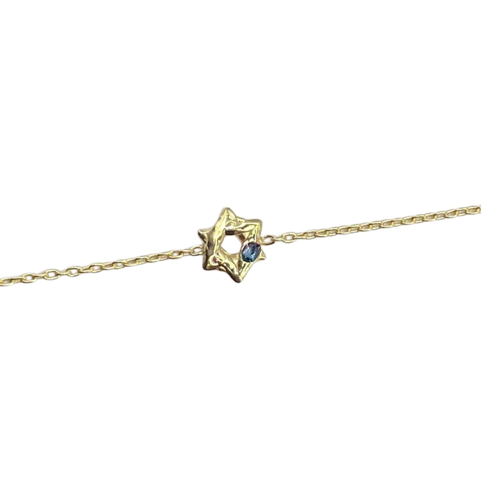 18k Gold Vermeil Star of David Bracelet with London Blue Topaz by Amy Delson 