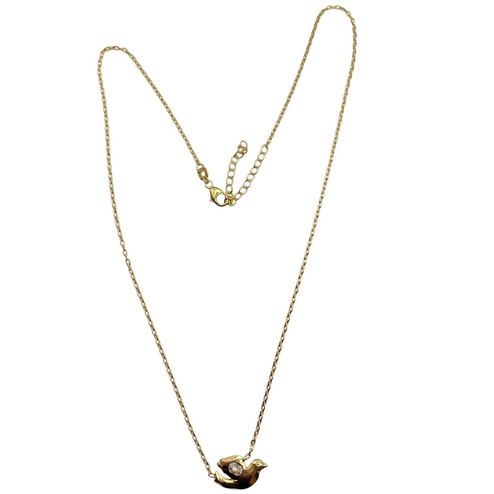18k Gold Vermeil with White Topaz Dove  necklace by Amy Delson