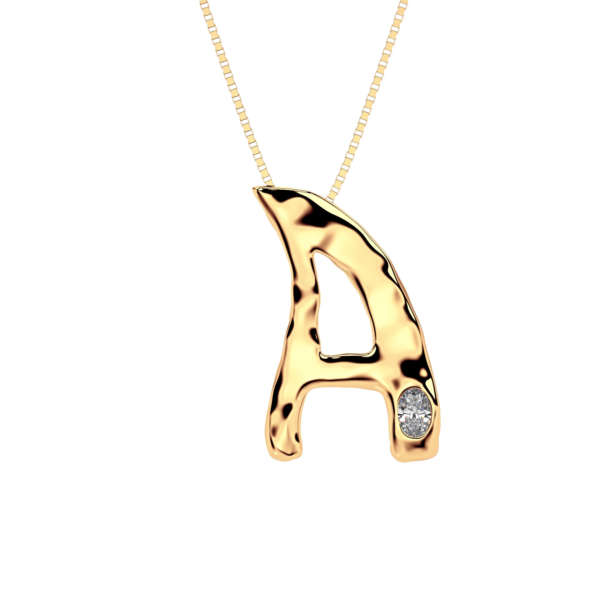 14k Gold with Lab Diamond Letter A Necklace by Amy Delson