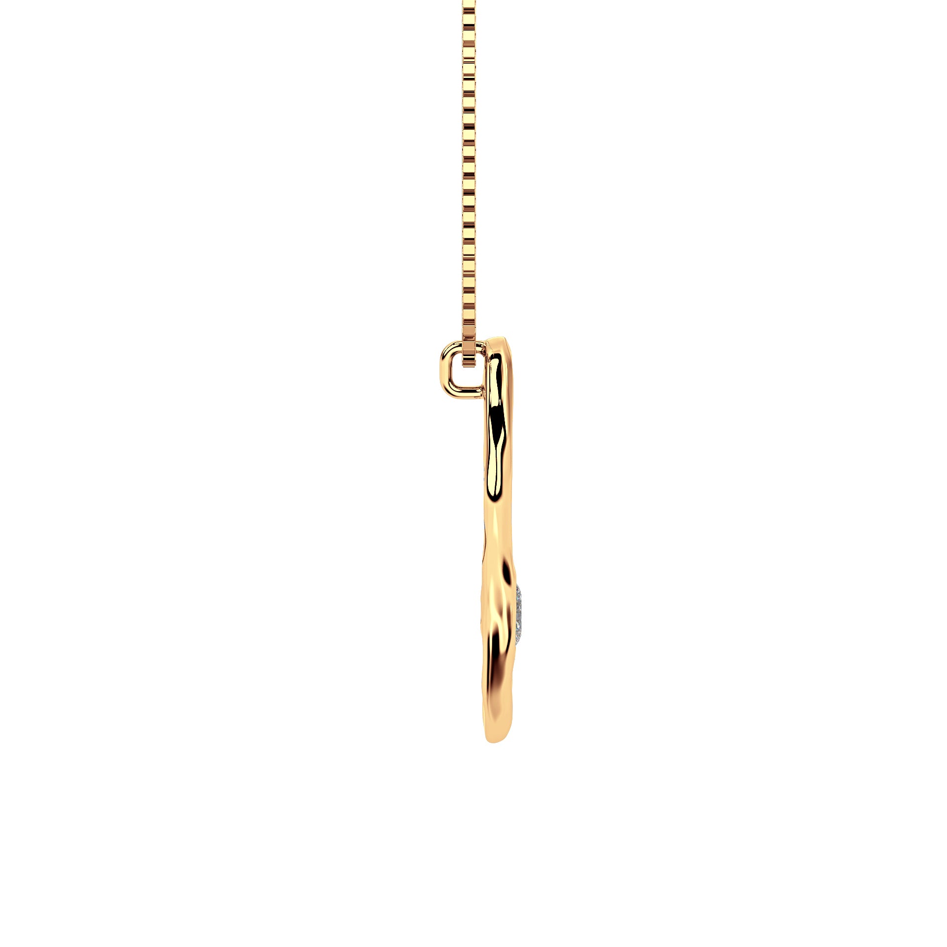 side view of 14k Gold with Lab Diamond Letter C Necklace by Amy Delson
