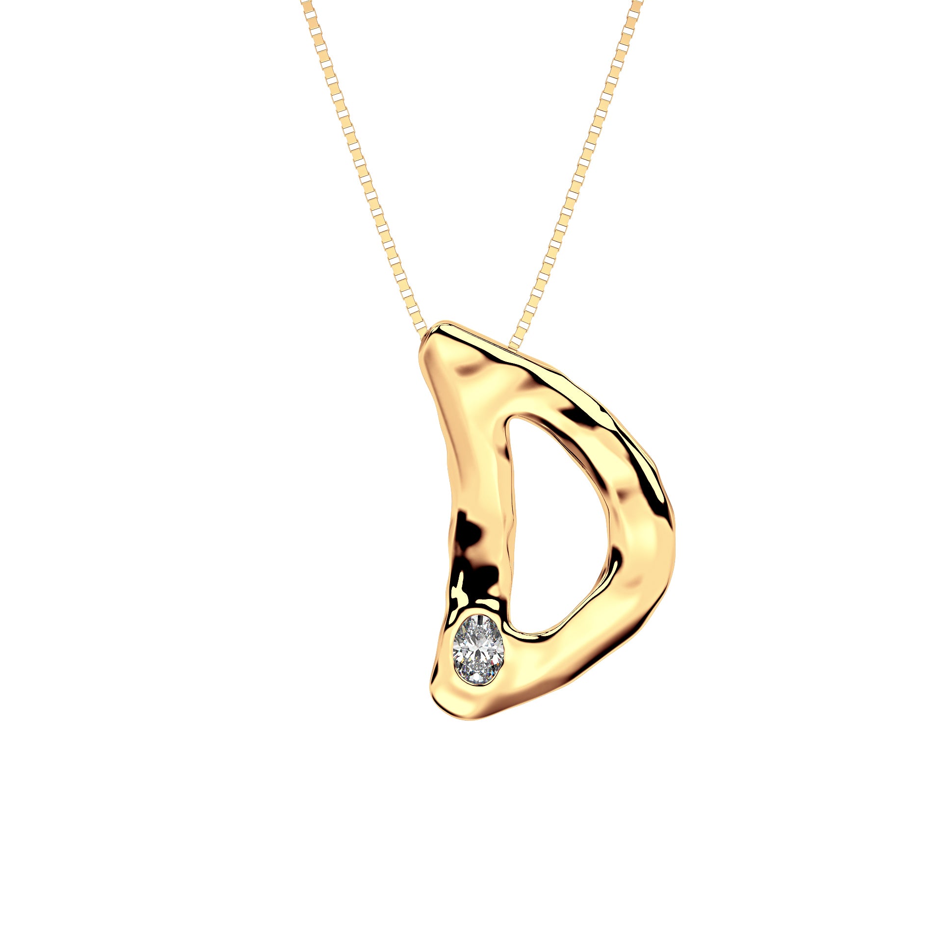 14k Gold with Lab Diamond Letter D Necklace by Amy Delson