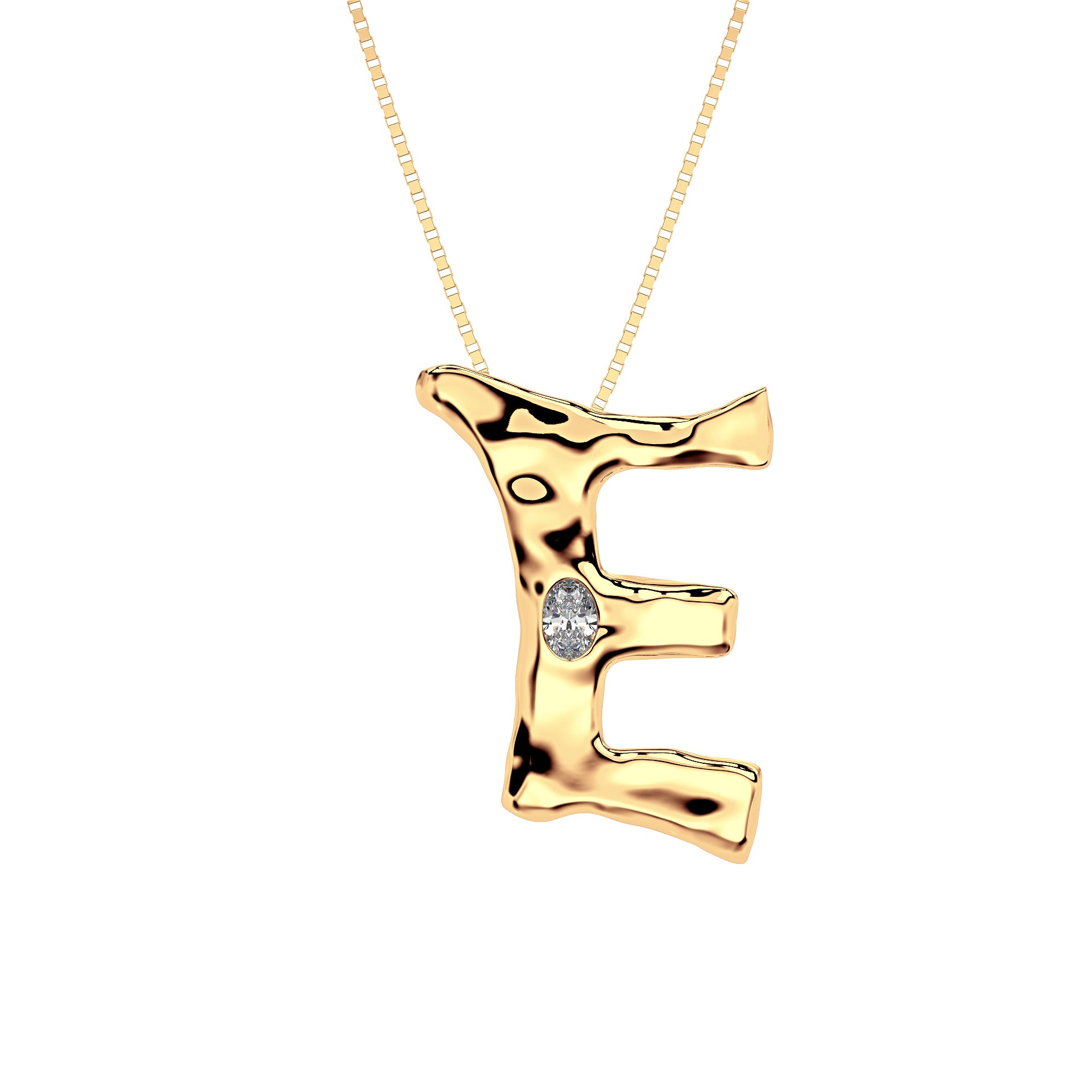 14k Gold with Lab Diamond Letter E Necklace by Amy Delson