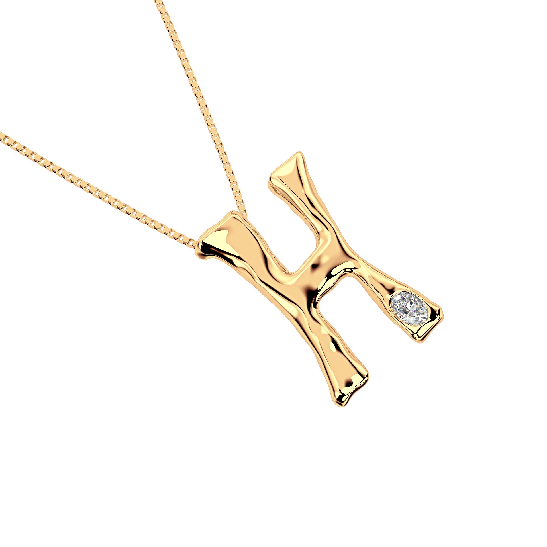 14k Gold with Lab Diamond Letter H Necklace by Amy Delson