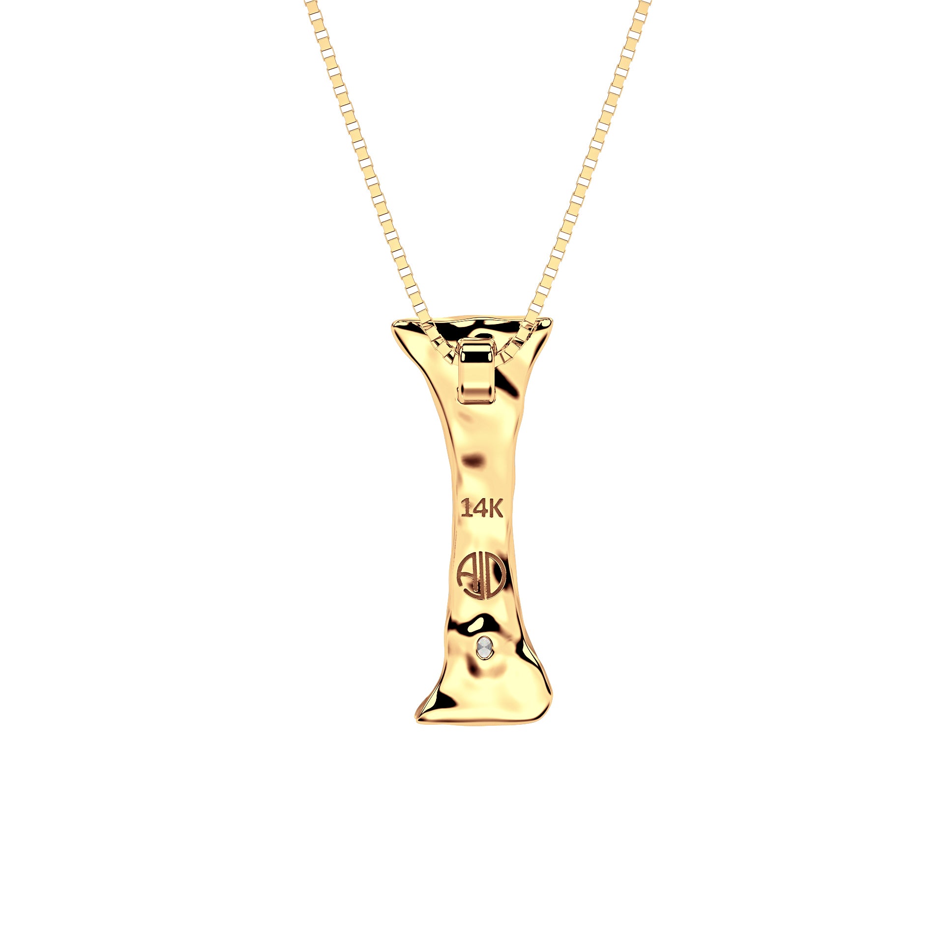 back view of 14k Gold with Lab Diamond Letter I Necklace by Amy Delson
