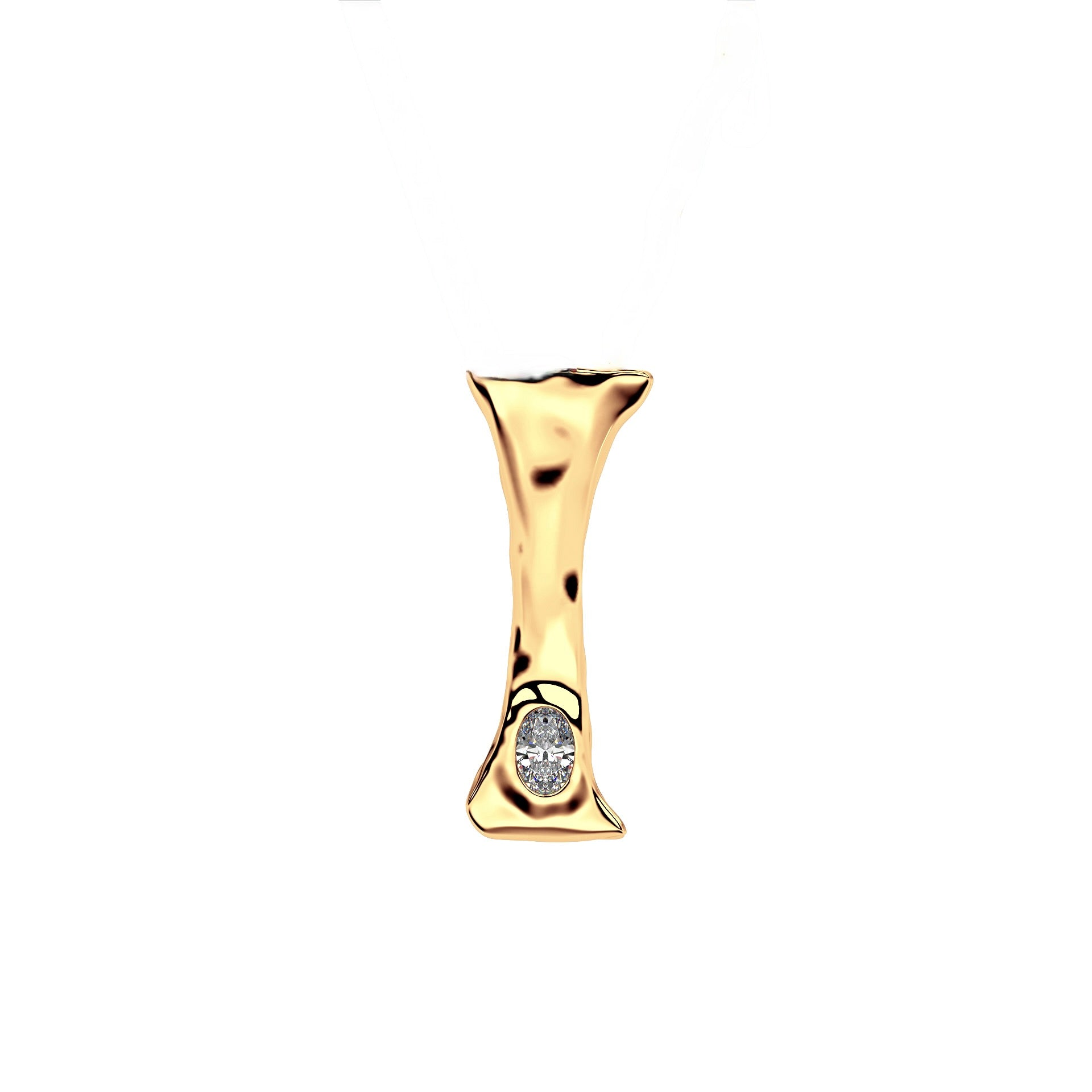 Letter I in 14k Gold with lab diamond by Amy Delson