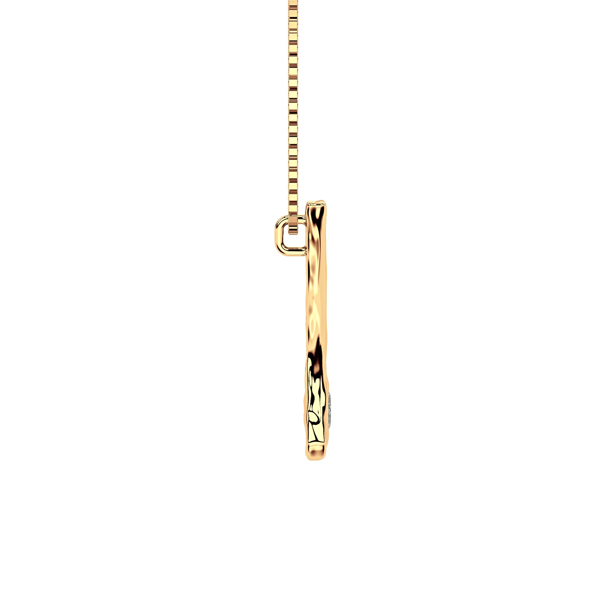 side view of 14k Gold with Lab Diamond Letter I Necklace by Amy Delson