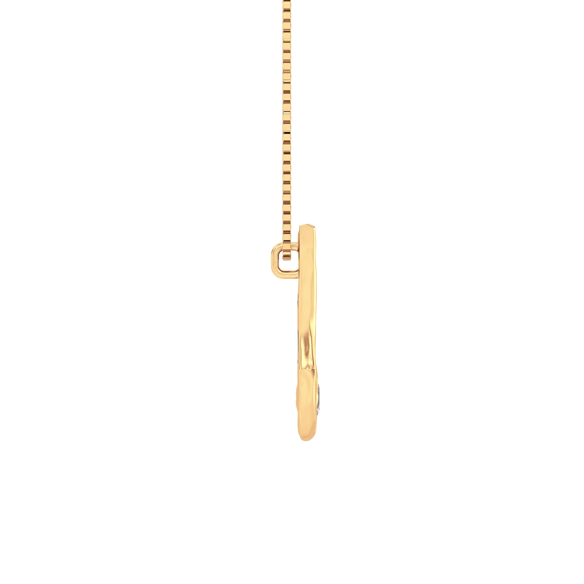 Letter J Necklace in 14K Gold with Oval Lab Diamond