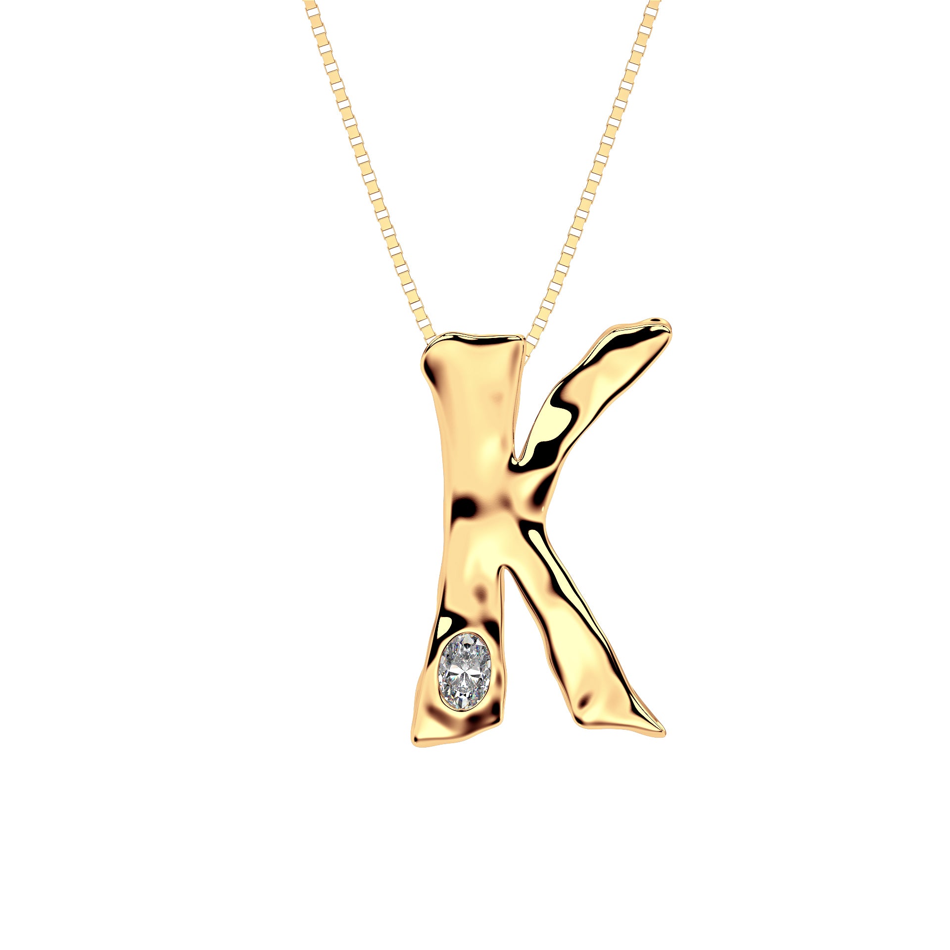14k Gold with Lab Diamond Letter K Necklace by Amy Delson