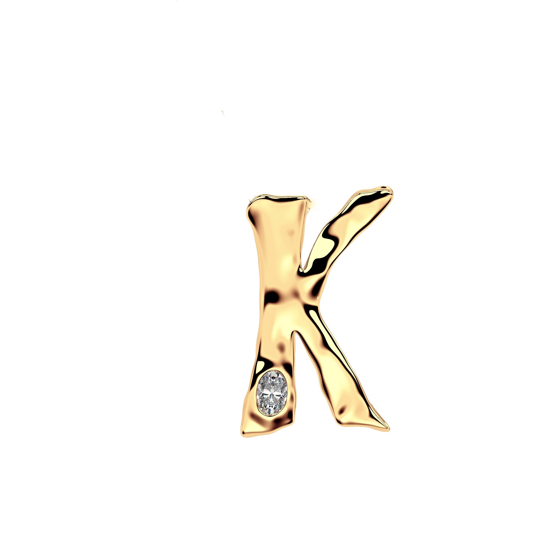 Letter K in 14k Gold with lab diamond by Amy Delson