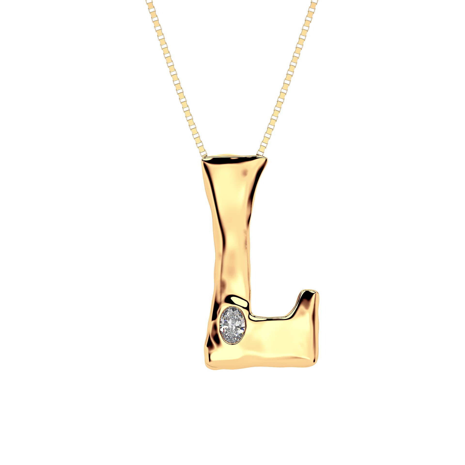 14k Gold with Lab Diamond Letter L Necklace by Amy Delson