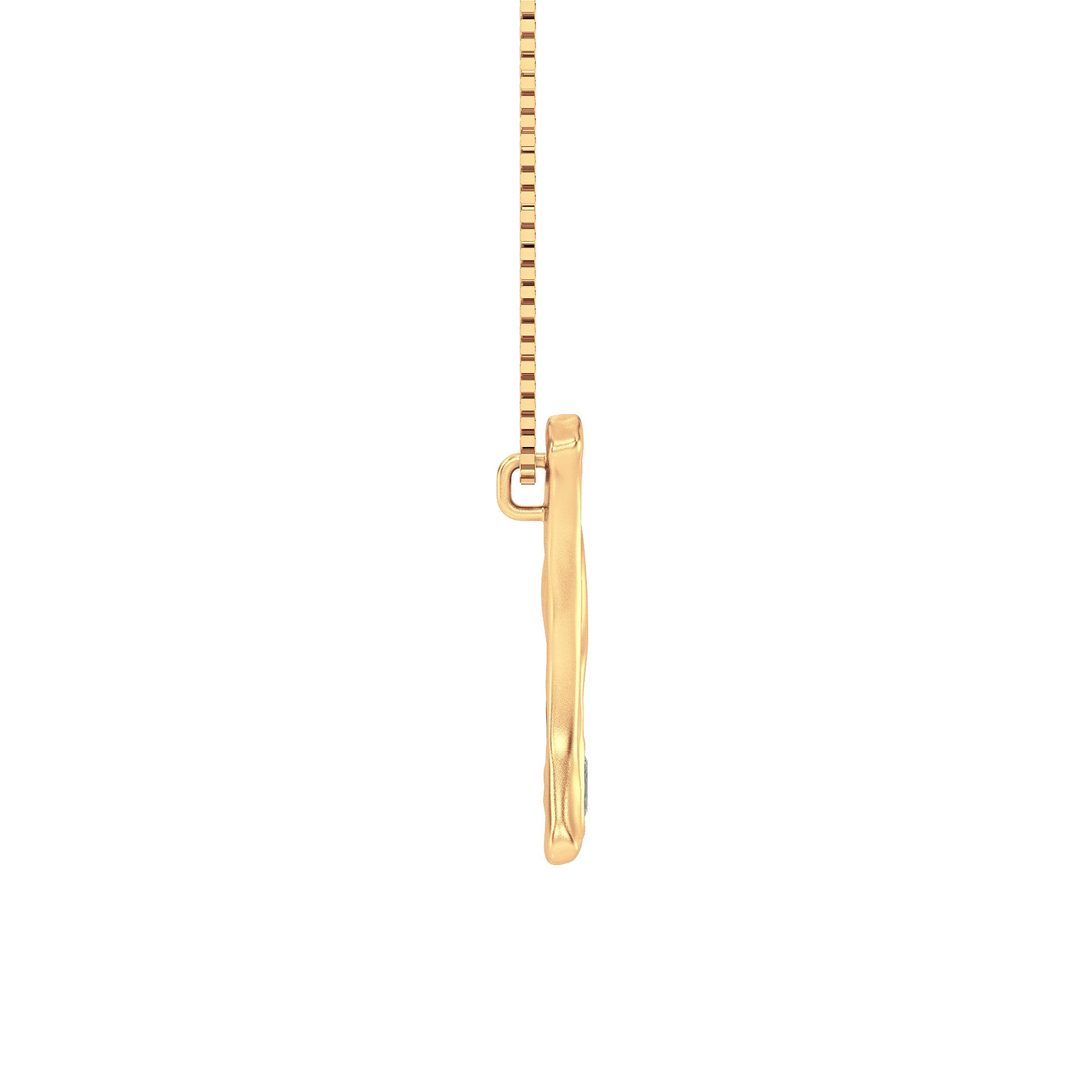 Letter M Pendant 14K Gold with Oval Lab Diamond