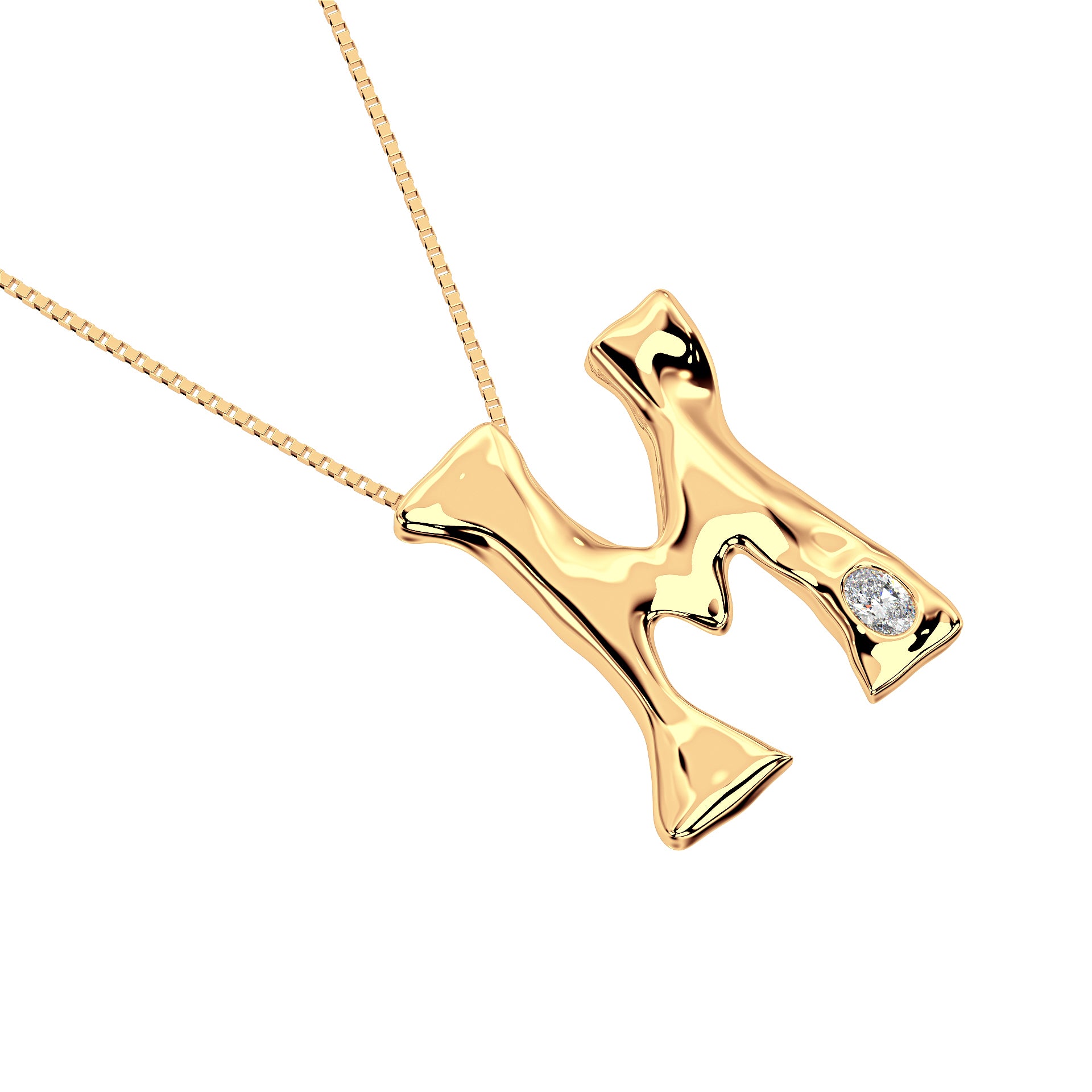 14k Gold with Lab Diamond Letter M Necklace by Amy Delson