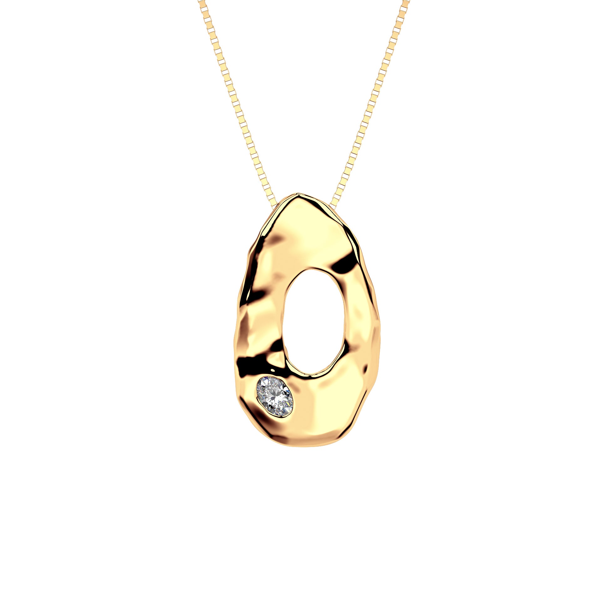 14k Gold with Lab Diamond Letter O Necklace by Amy Delson
