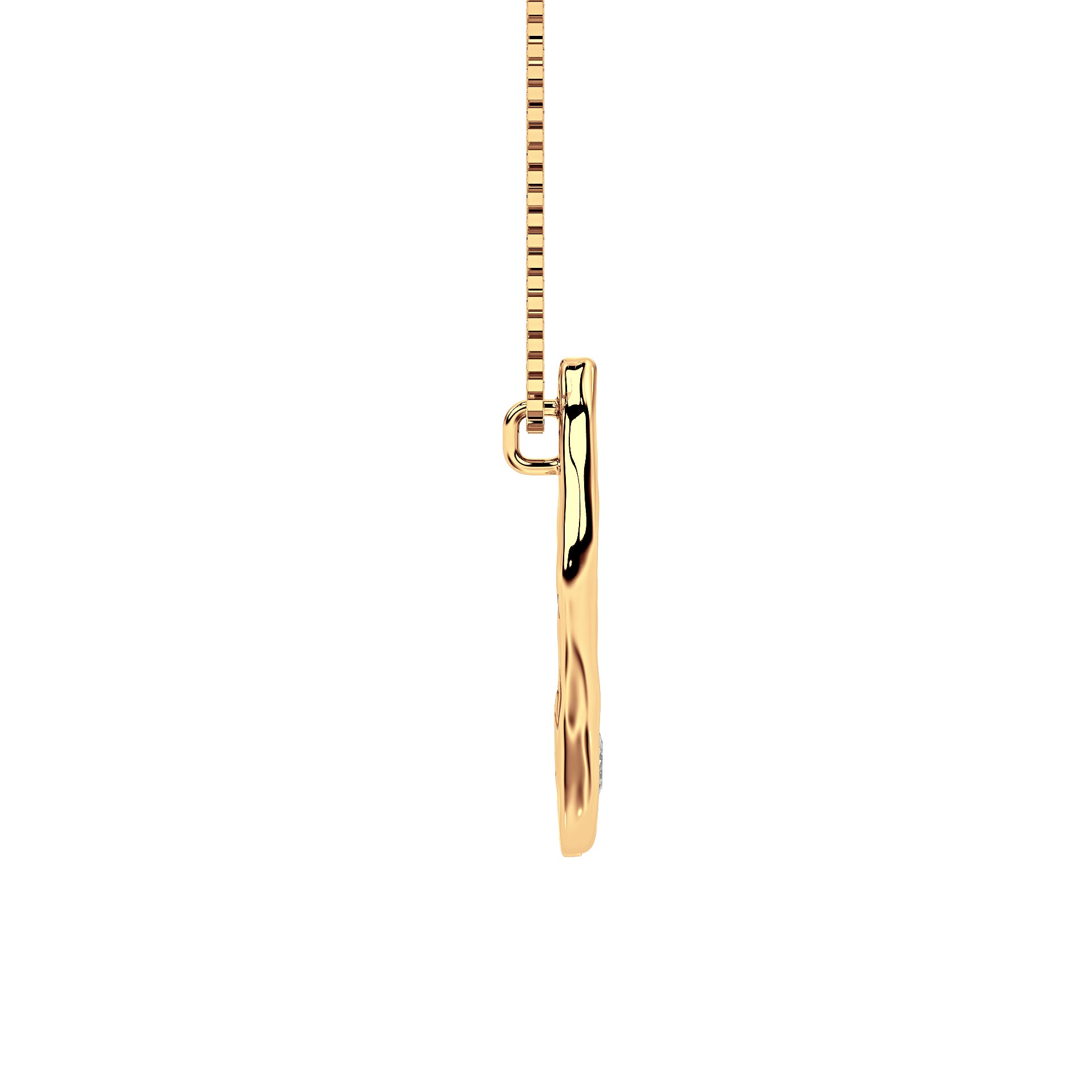 side view of 14k Gold with Lab Diamond Letter Q Necklace by Amy Delson