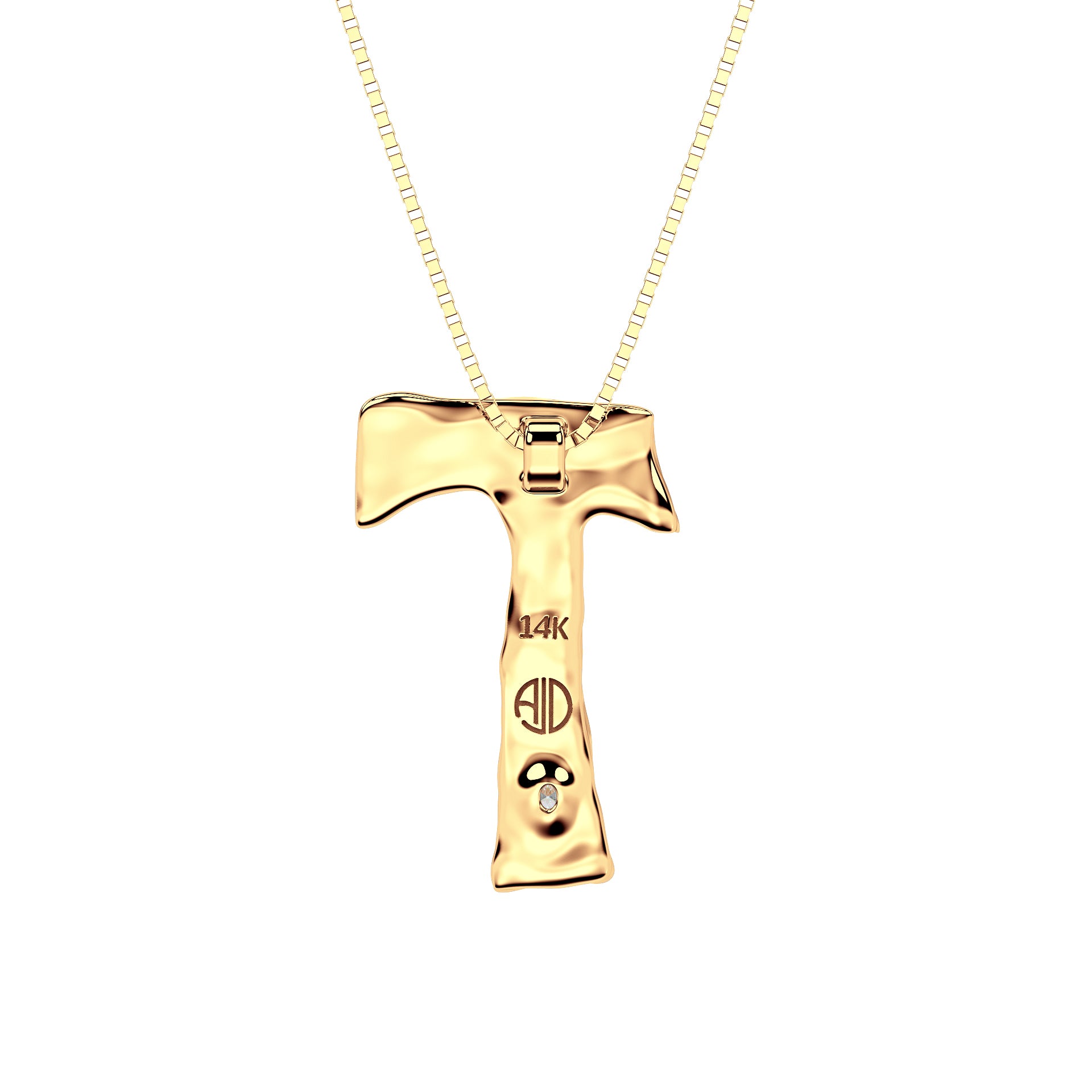 Back view of 14k Gold with Lab Diamond Letter T Necklace by Amy Delson