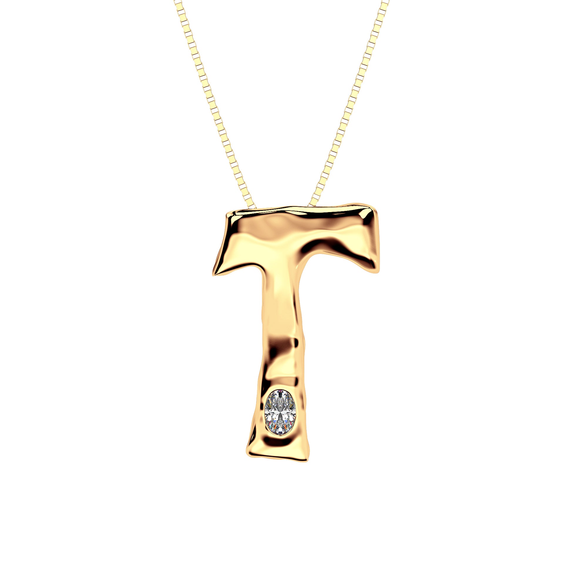 14k Gold with Lab Diamond Letter T Necklace by Amy Delson