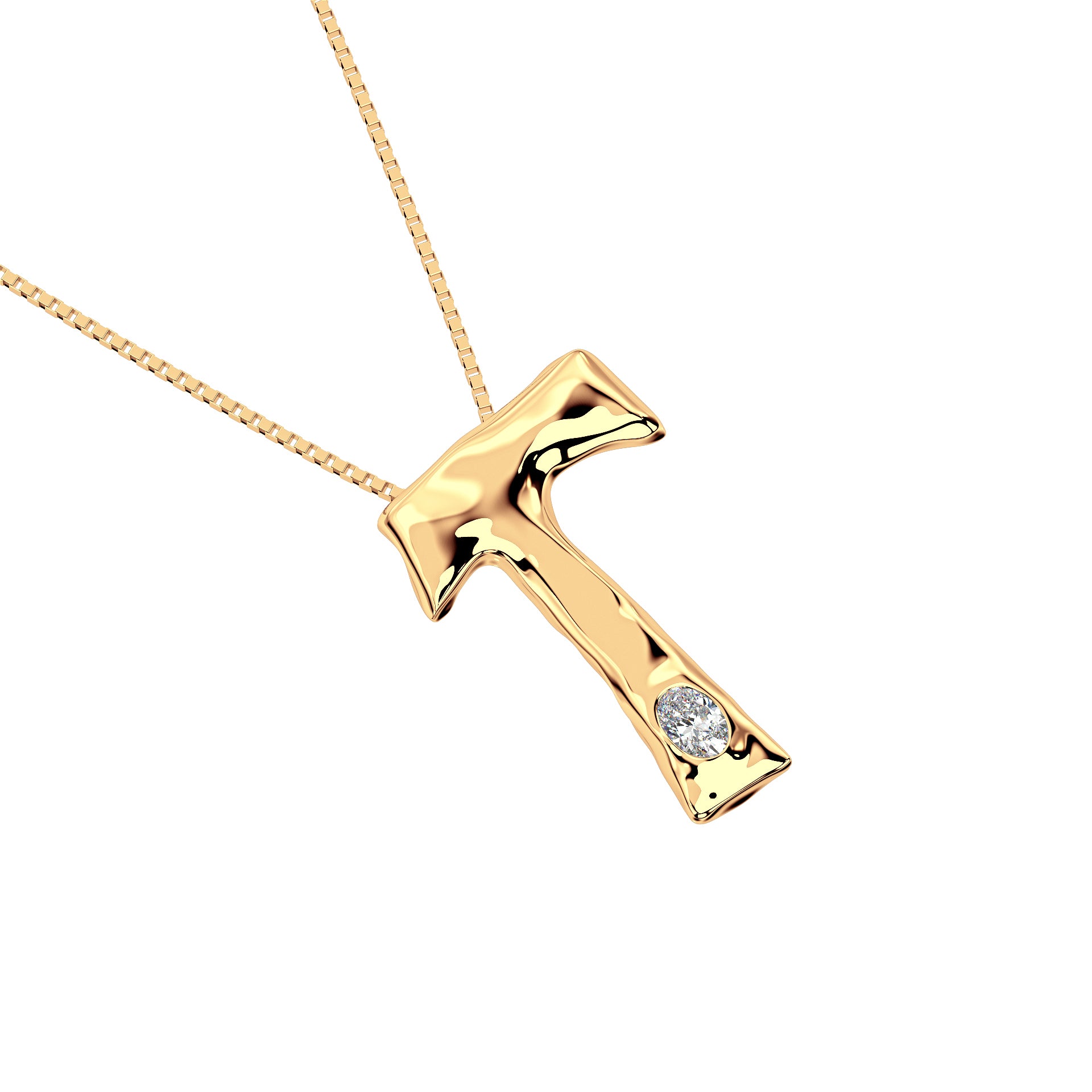 14k Gold with Lab Diamond Letter T Necklace by Amy Delson