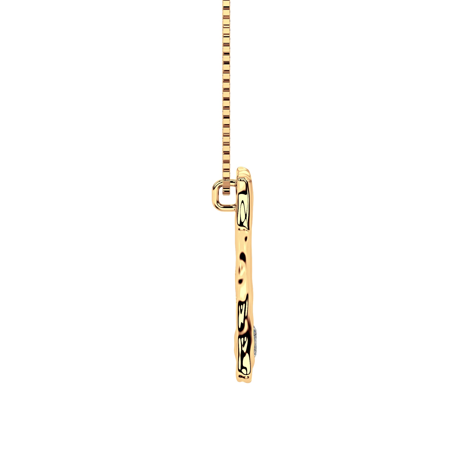 Side  view of 14k Gold with Lab Diamond Letter T Necklace by Amy Delson