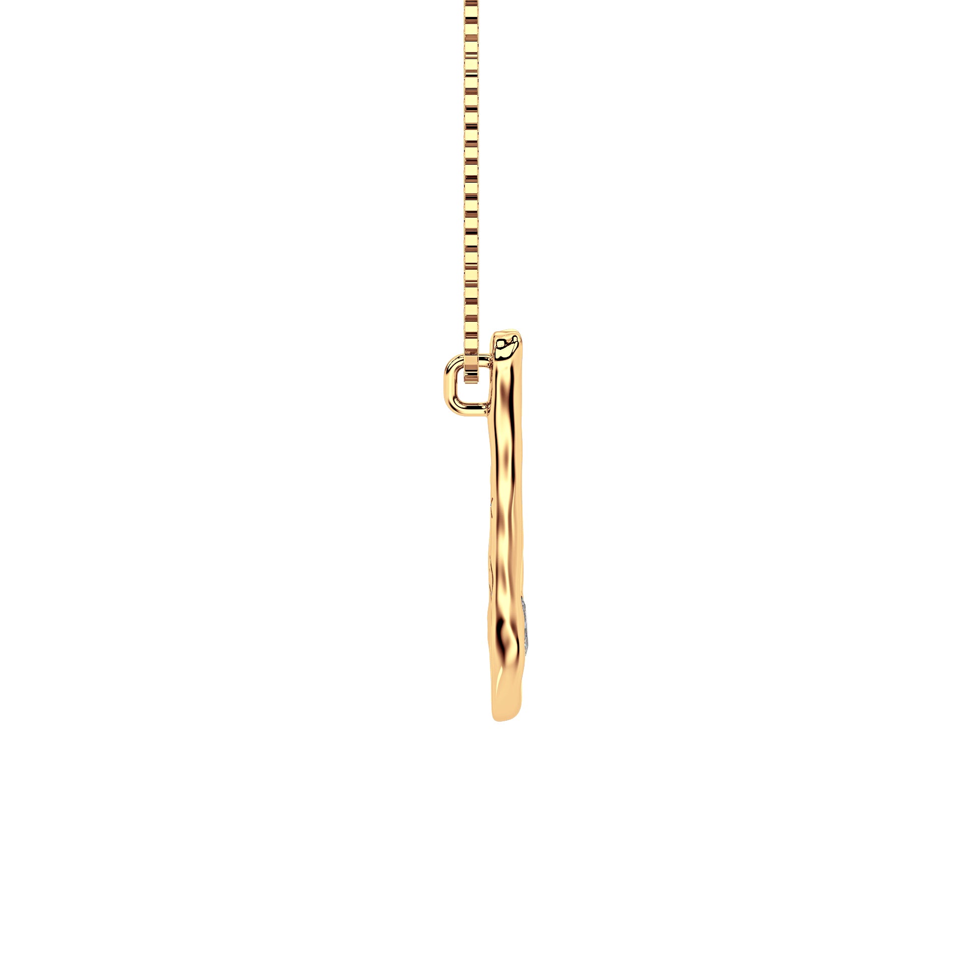 Side view of 14k Gold with Lab Diamond Letter U Necklace by Amy Delson