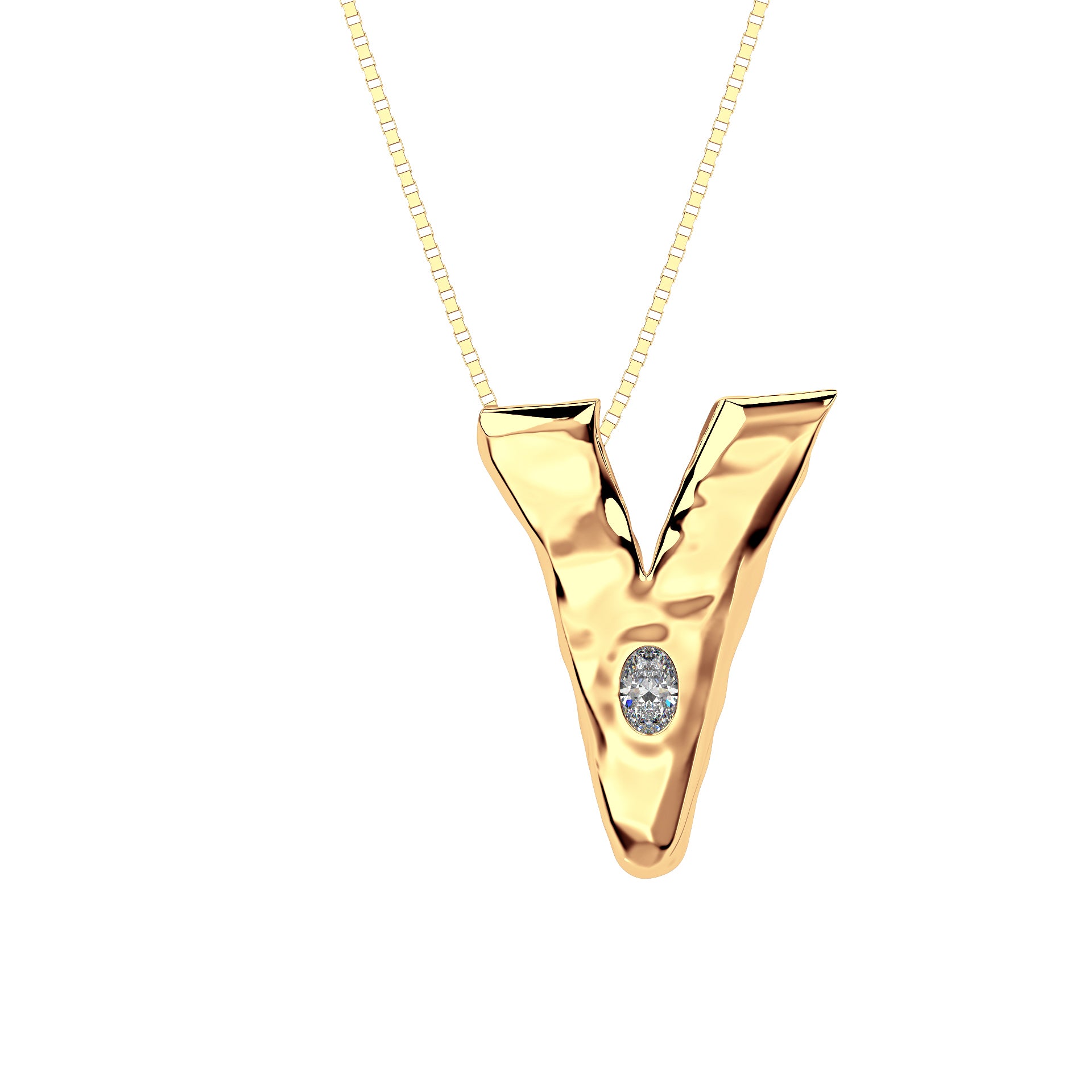 14k Gold with Lab Diamond Letter V Necklace by Amy Delson