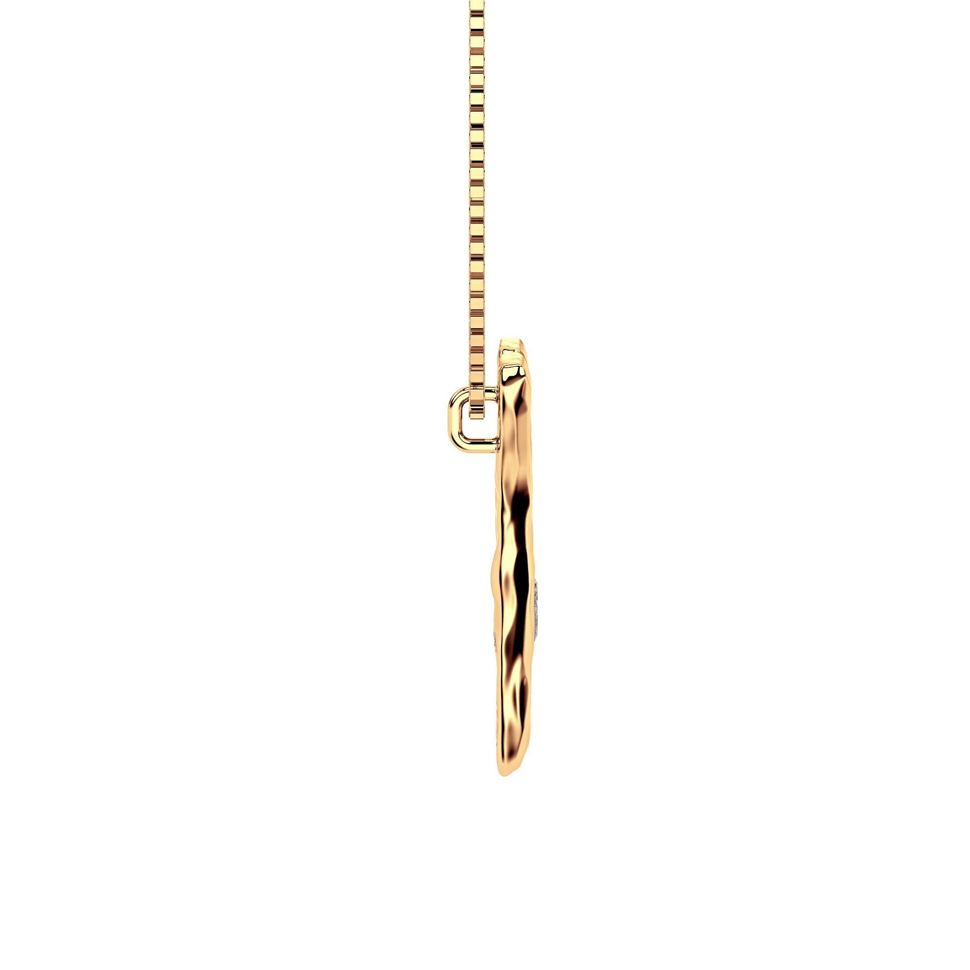 side view of 14k Gold with Lab Diamond Letter V Necklace by Amy Delson