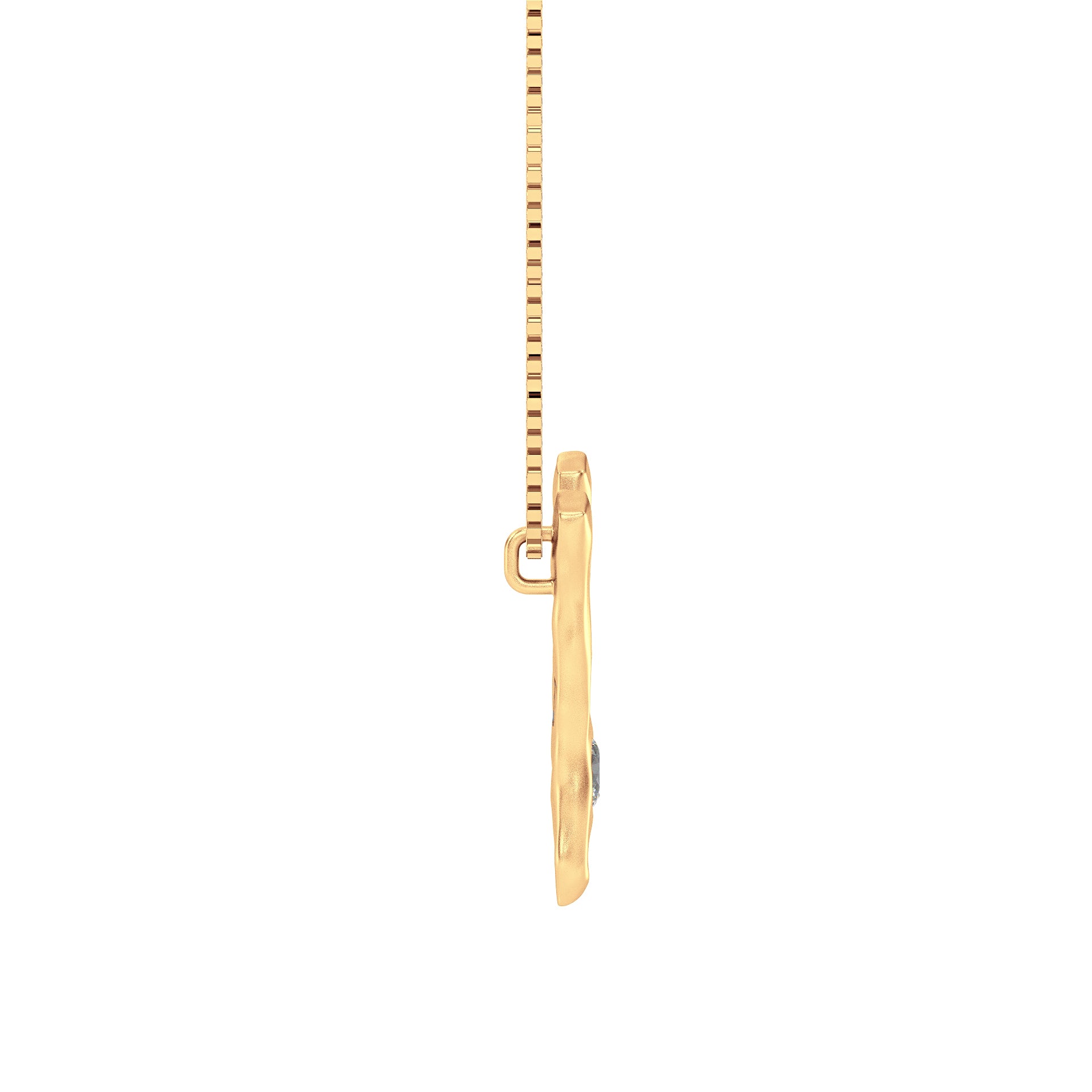 Letter W Necklace in 14K Gold with Oval Lab Diamond