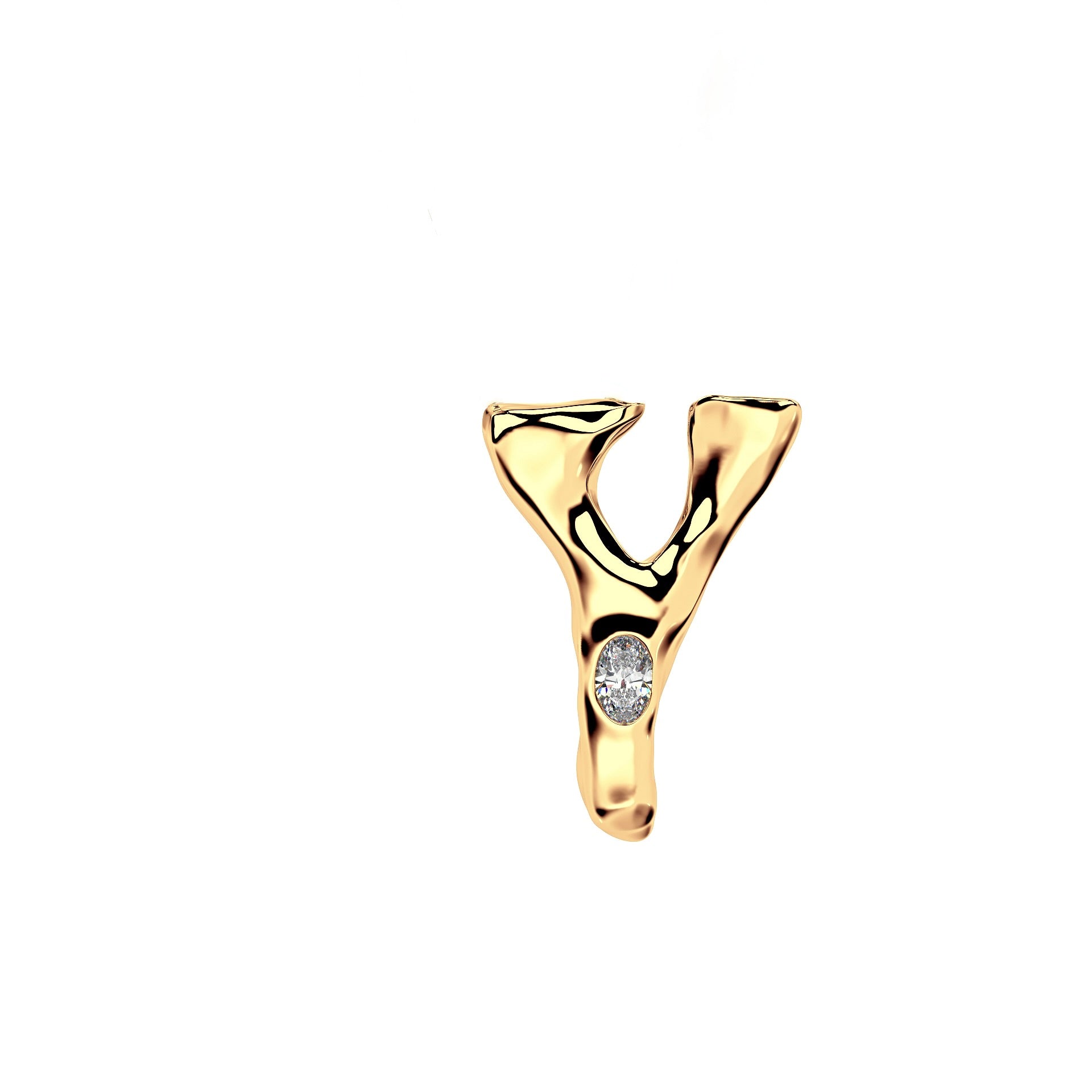 Letter Y in 14k gold with lab diamond by Amy Delson
