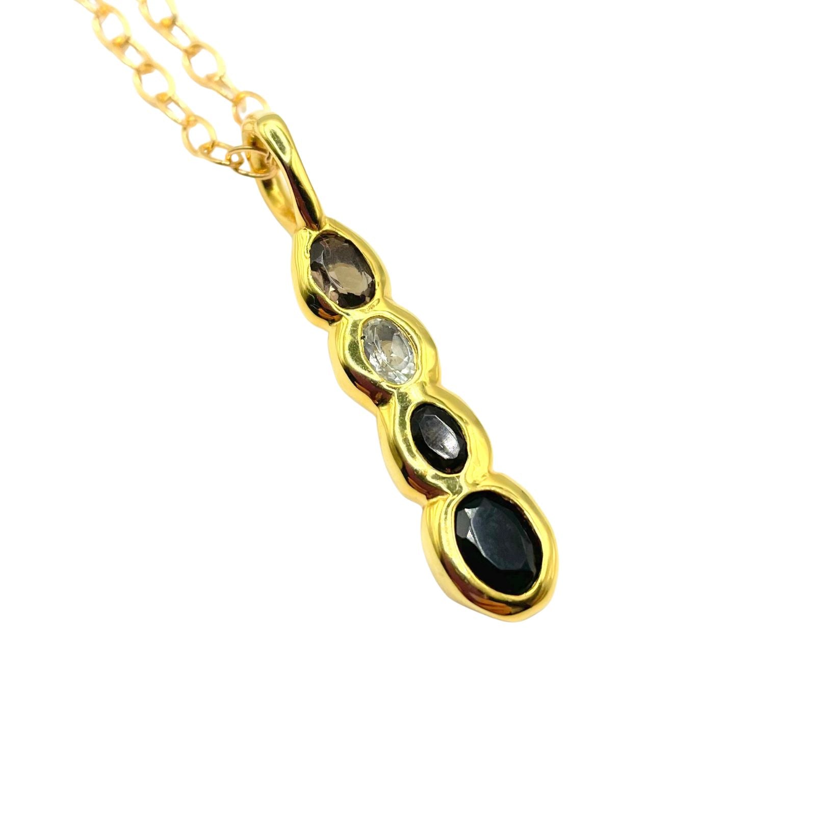 Amy Delson Onyx White Topaz Smoky Quartz Olivia Pendant in Gold