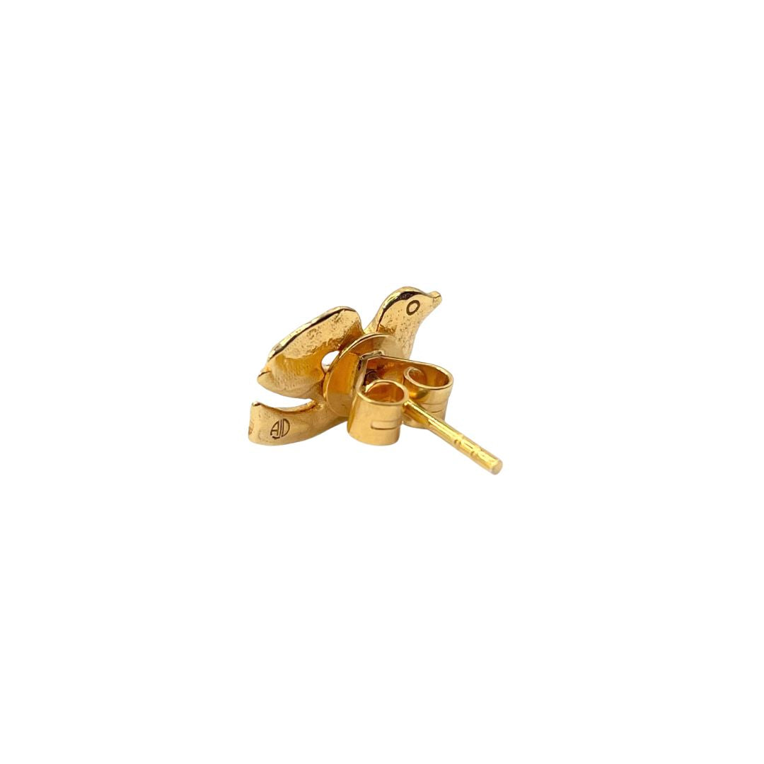 Back of gold vermeil white topaz dove stud earring by Amy Delson