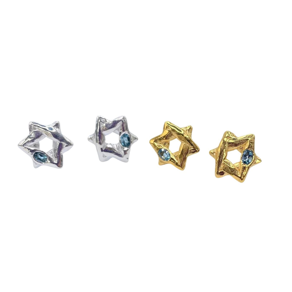Silver and gold Star of David stud earrings by Amy Delson