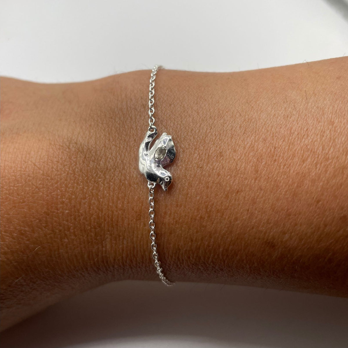 Dova - White Topaz Sterling Silver Dove Bracelet