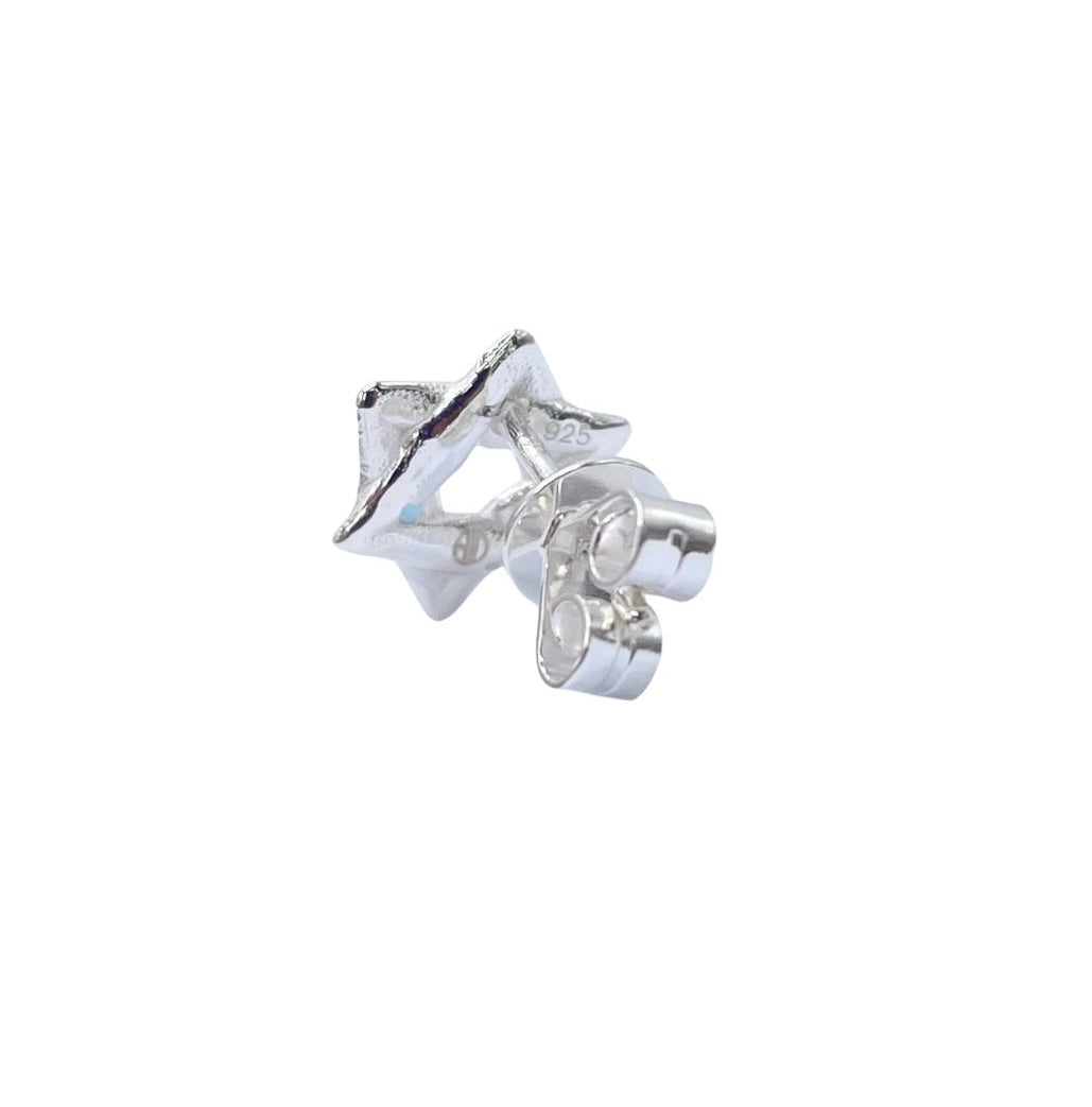 Backside of sterling silver Star of David stud earring by Amy Delson