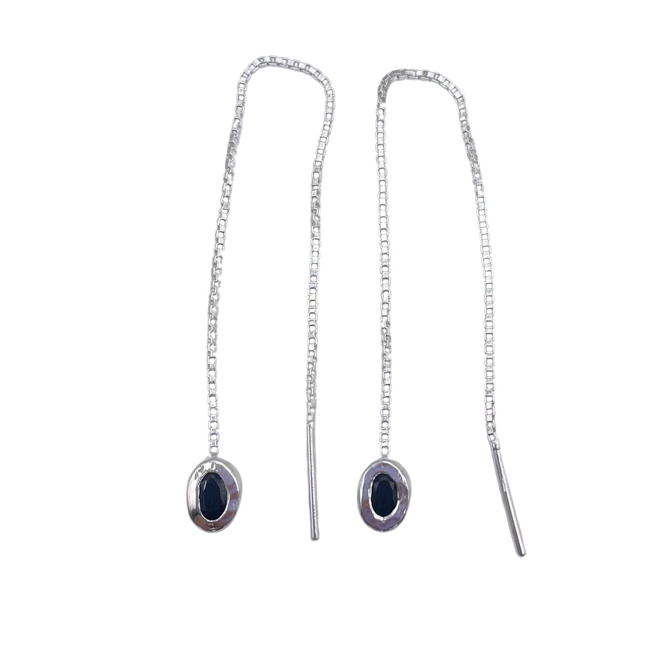 Black onyx sterling silver threader earrings by Amy Delson