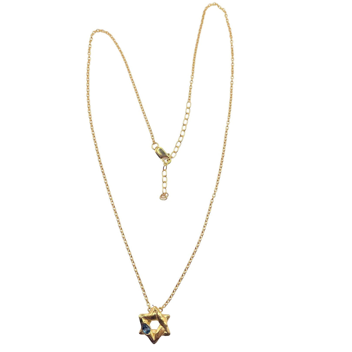 Gold blue topaz Star of David necklace by Amy Delson