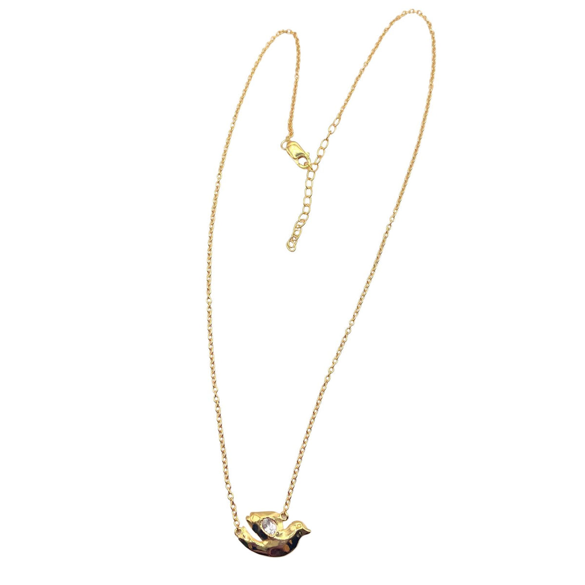 Gold Dove Necklace with White Topaz by Amy Delson