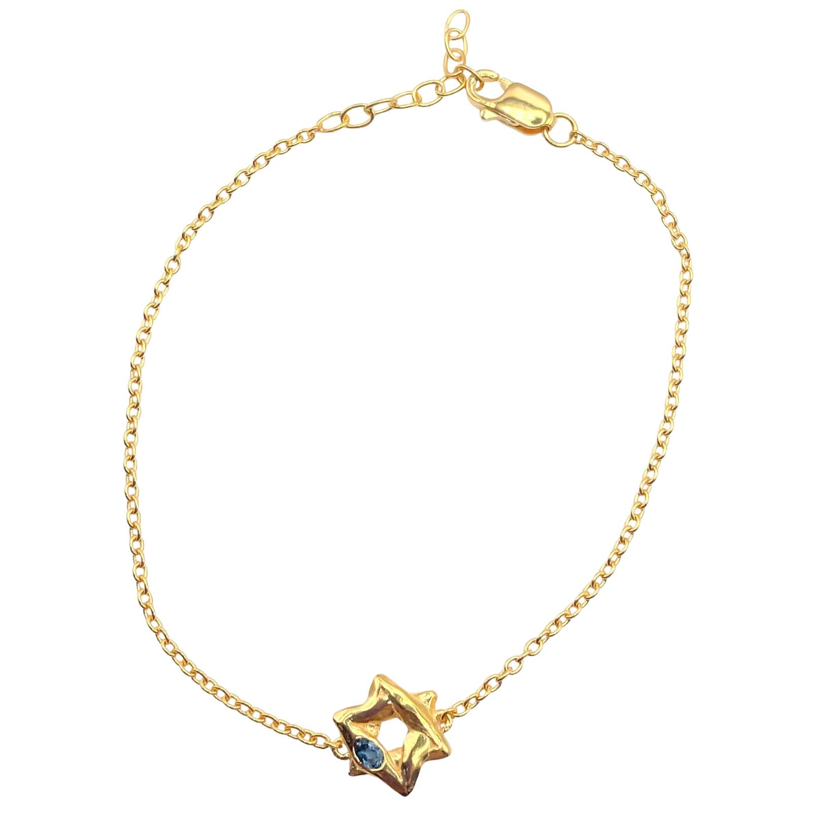 Gold blue topaz Star of David bracelet by Amy Delson