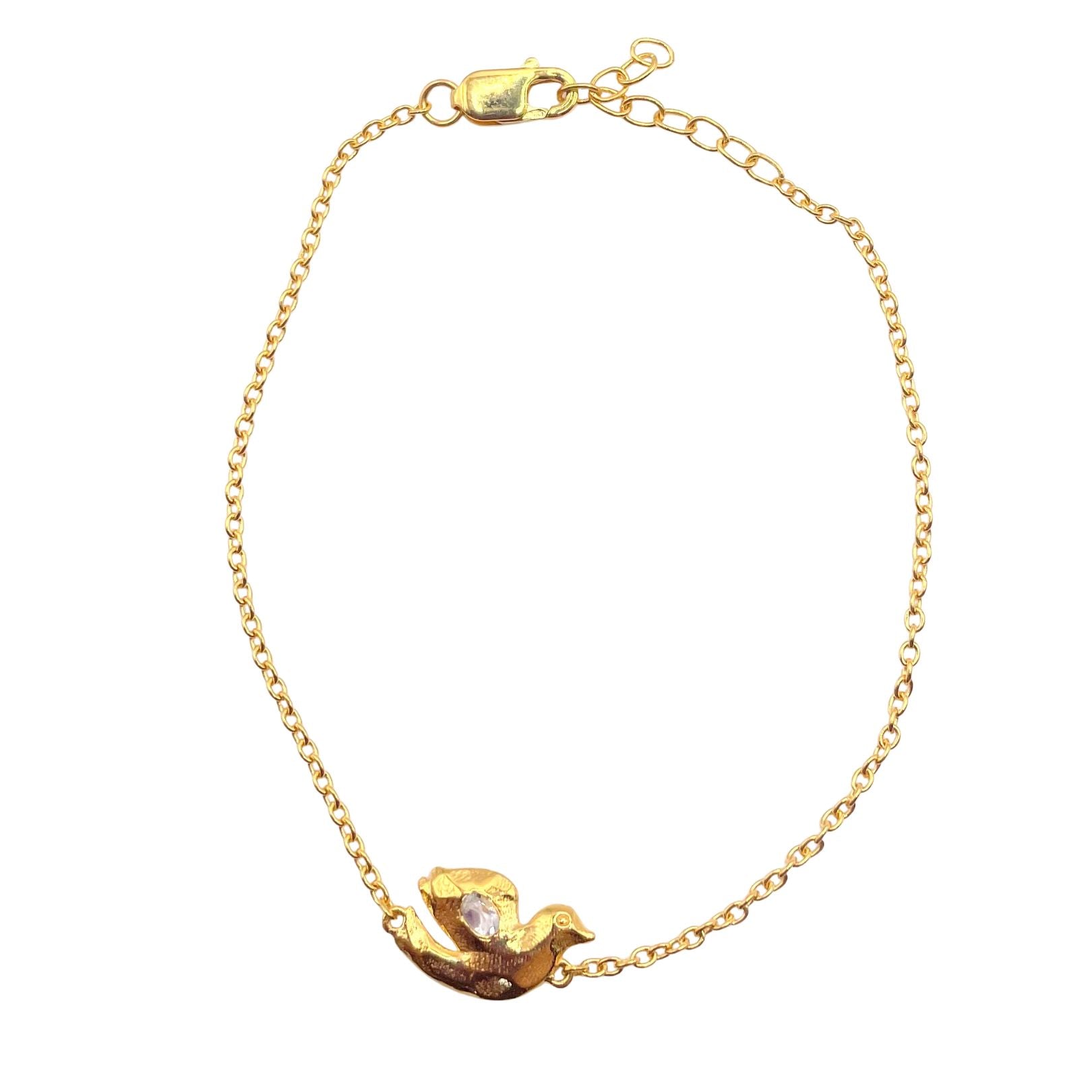 Gold white topaz dove bracelet by Amy Delson