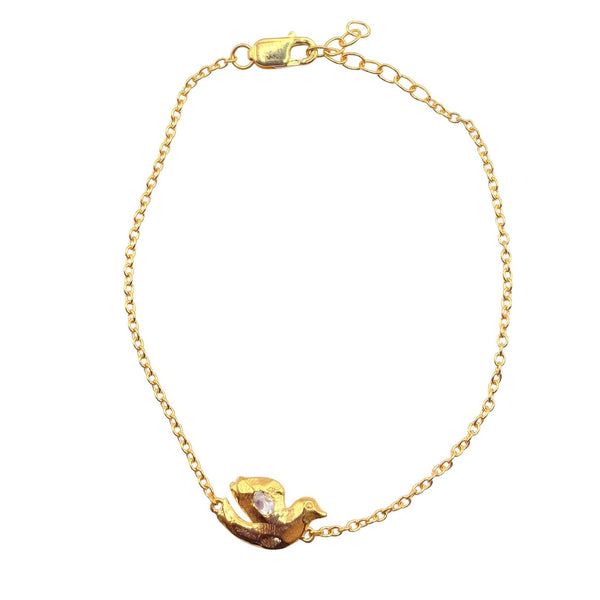 Gold white topaz dove bracelet by Amy Delson