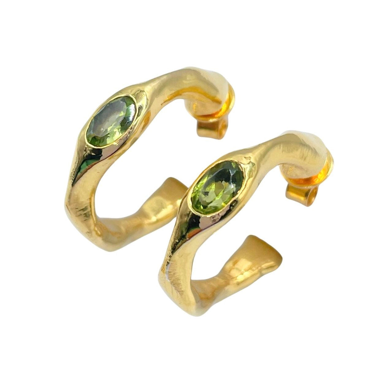 Green Peridot Gold vermeil hoop earrings by Amy Delson