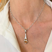 Model wearing Amy Delson Citrine silver necklace