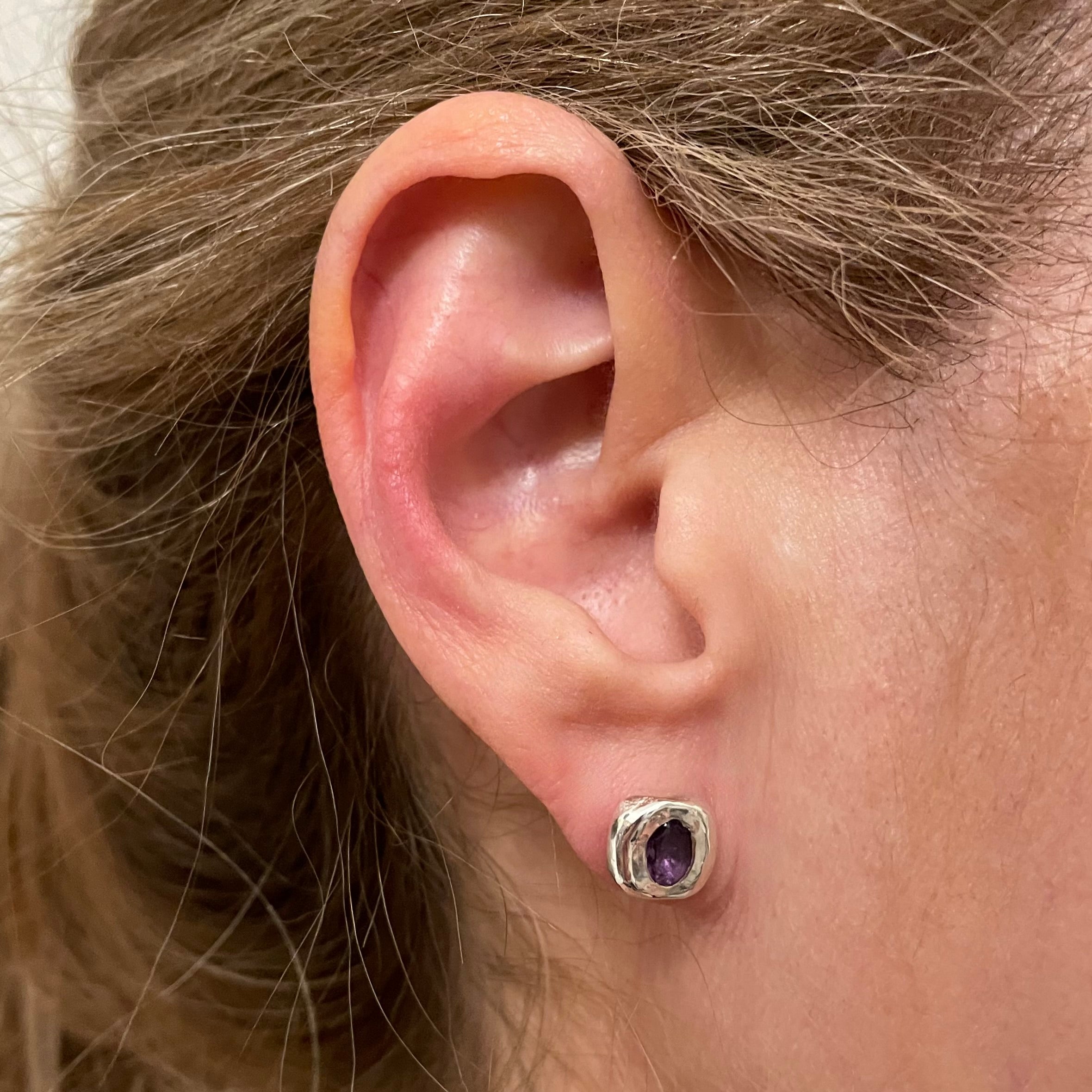 Amethyst silver stud earring Amy Delson