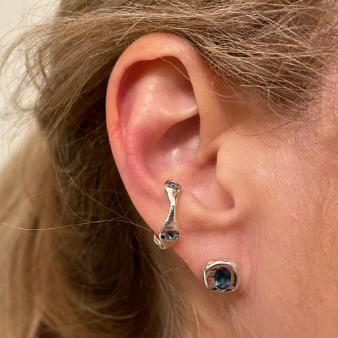 Blue Topaz Silver Ear Stack by Amy Delson