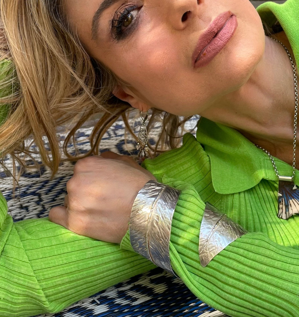 Farrah - Feather Wraparound Sterling Silver Cuff
