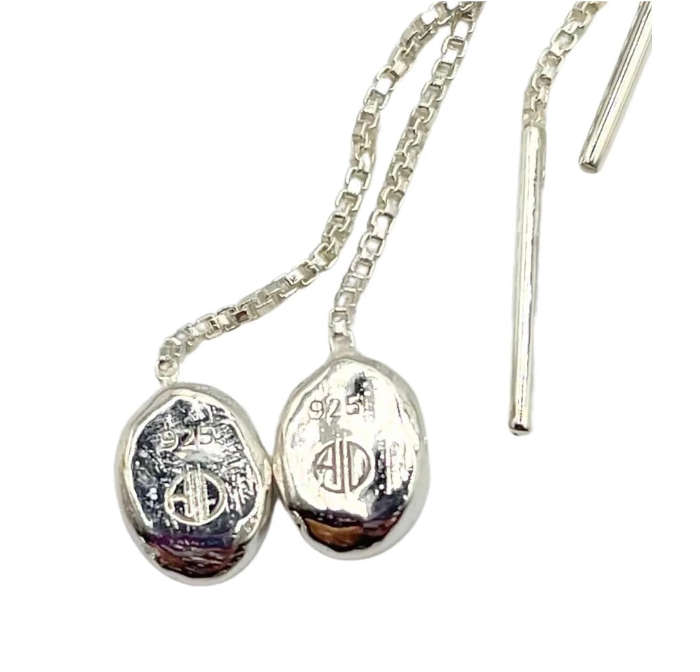 Back of Amy Delson silver Threader Earrings